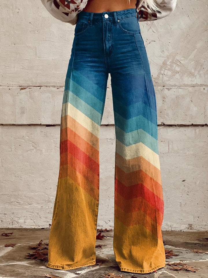 Pantalones de pierna ancha con chevron al atardecer