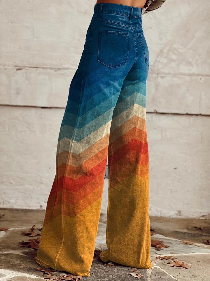 Pantalones de pierna ancha con chevron al atardecer