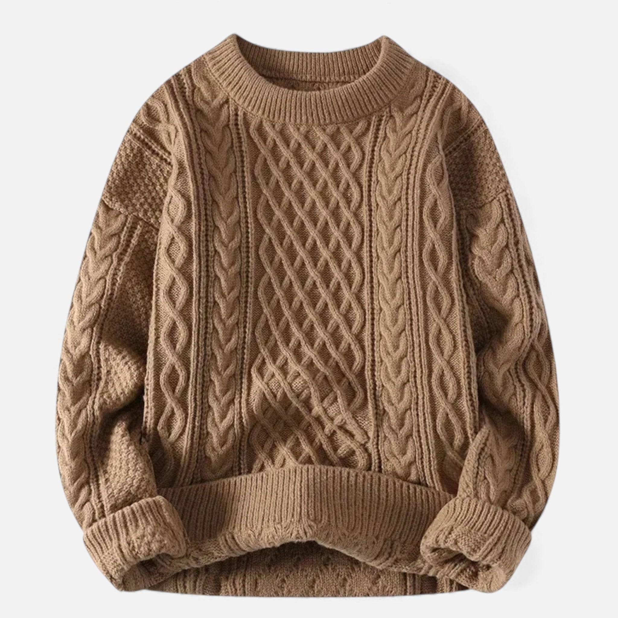 Women'S Slight-Stretch Knitted Cabled Sweater
