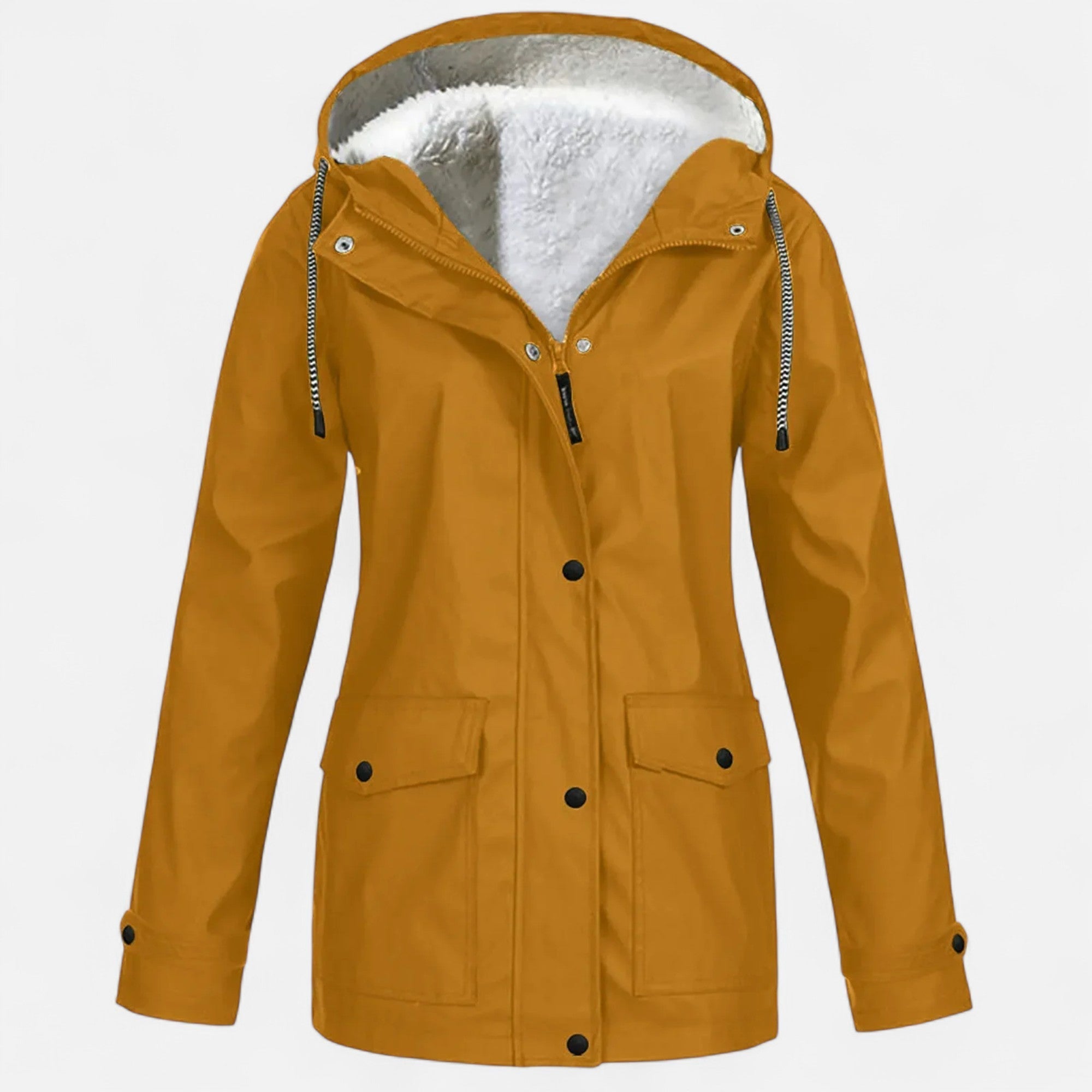Women's Hooded Ski Coat in Plush Velvet Windproof