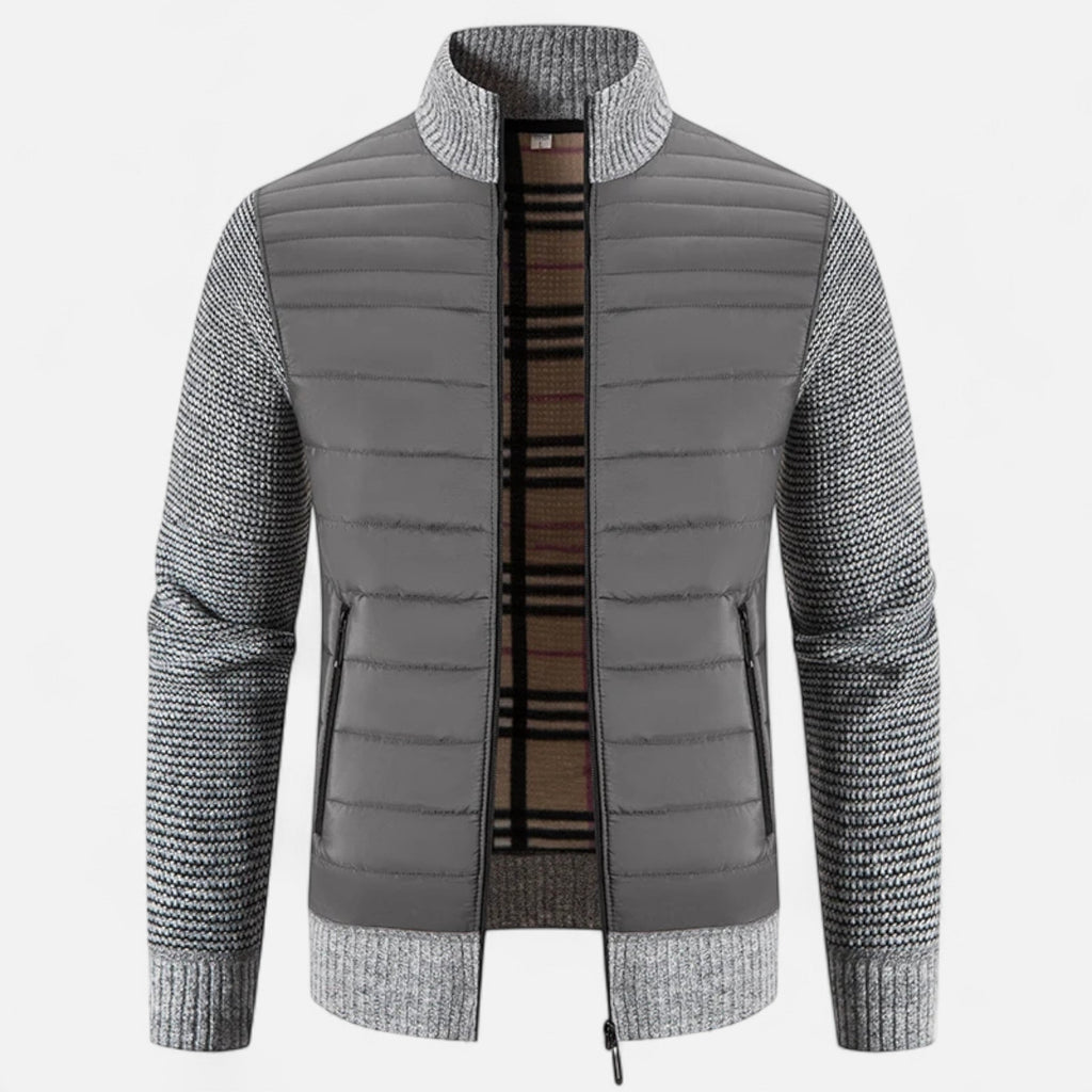 Men's Fleece Patchwork Stand-Collar Jacket