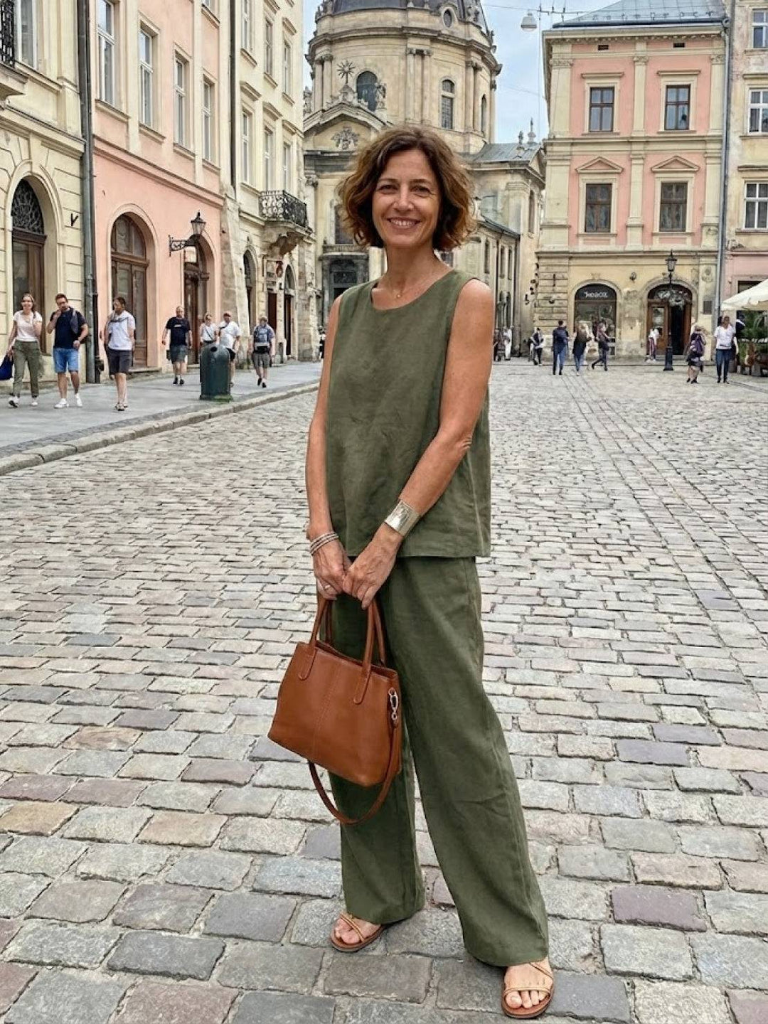 Sleeveless Tank Top and Wide-Leg Pants Set