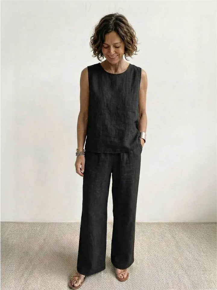 Sleeveless Tank Top and Wide-Leg Pants Set