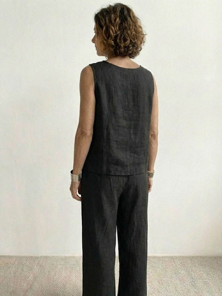 Sleeveless Tank Top and Wide-Leg Pants Set