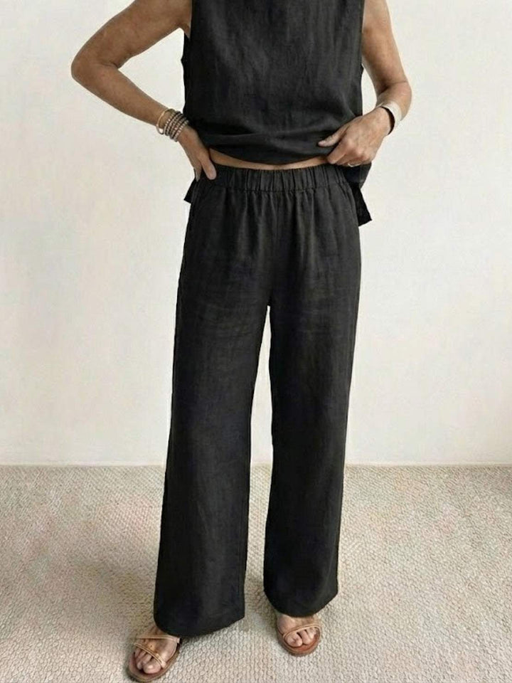 Sleeveless Tank Top and Wide-Leg Pants Set