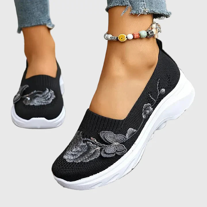 Butterfly Embroidered Slip-On Sneakers