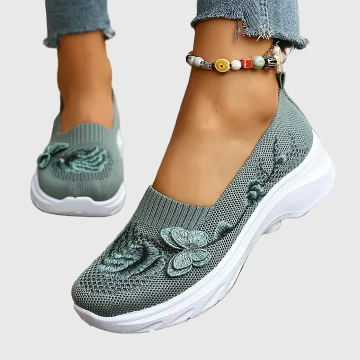 Butterfly Embroidered Slip-On Sneakers