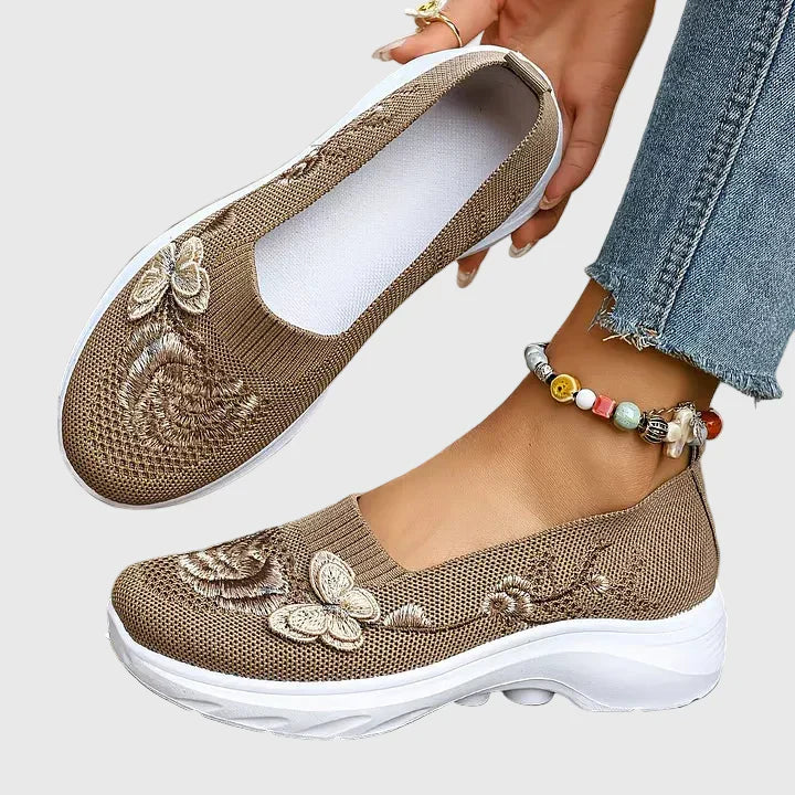 Butterfly Embroidered Slip-On Sneakers