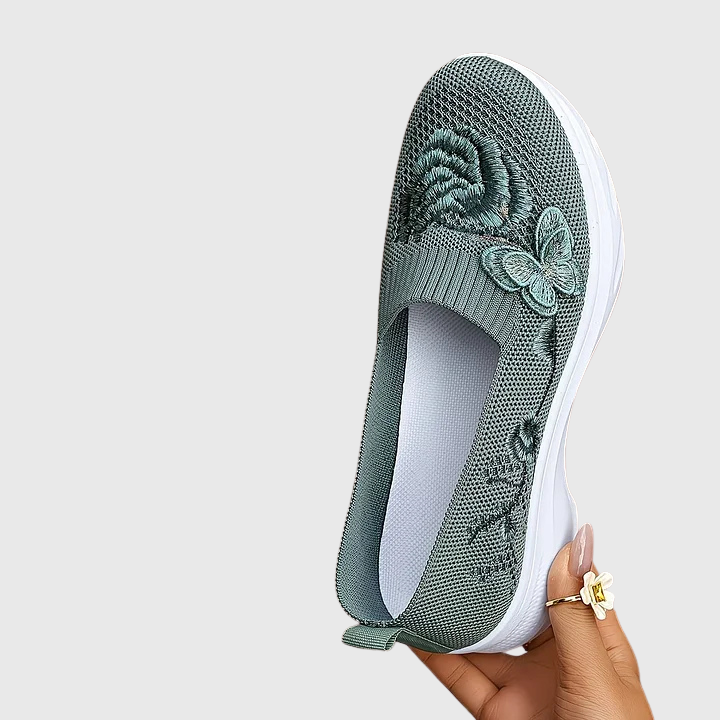 Butterfly Embroidered Slip-On Sneakers
