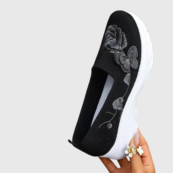 Butterfly Embroidered Slip-On Sneakers