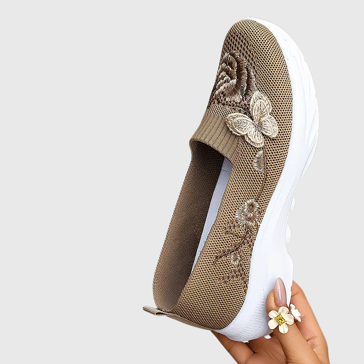 Butterfly Embroidered Slip-On Sneakers