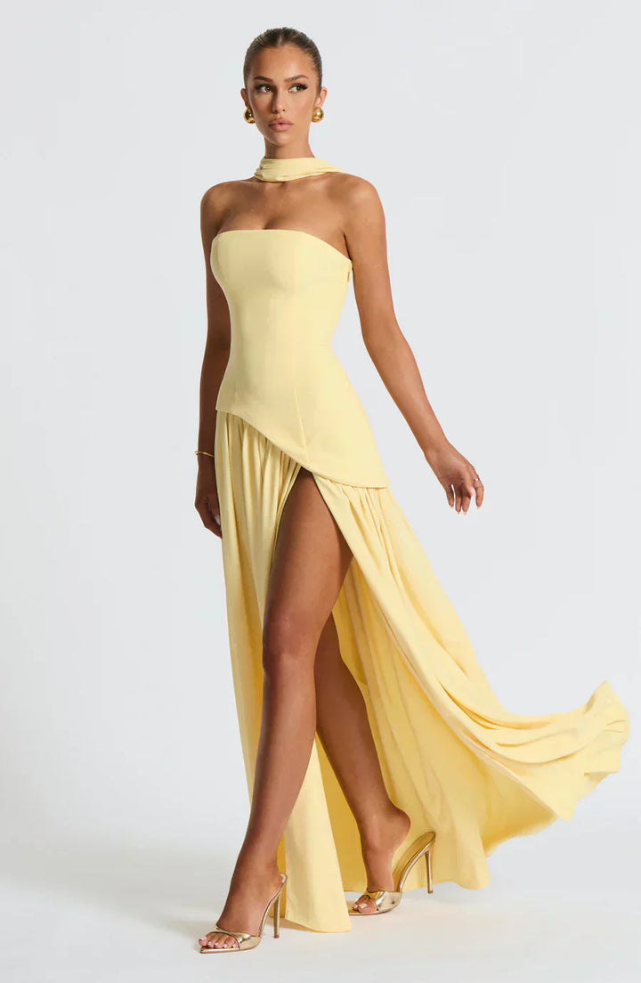 Women's Chic Event-Ready Asymmetric Maxi Wedding Guest Dress