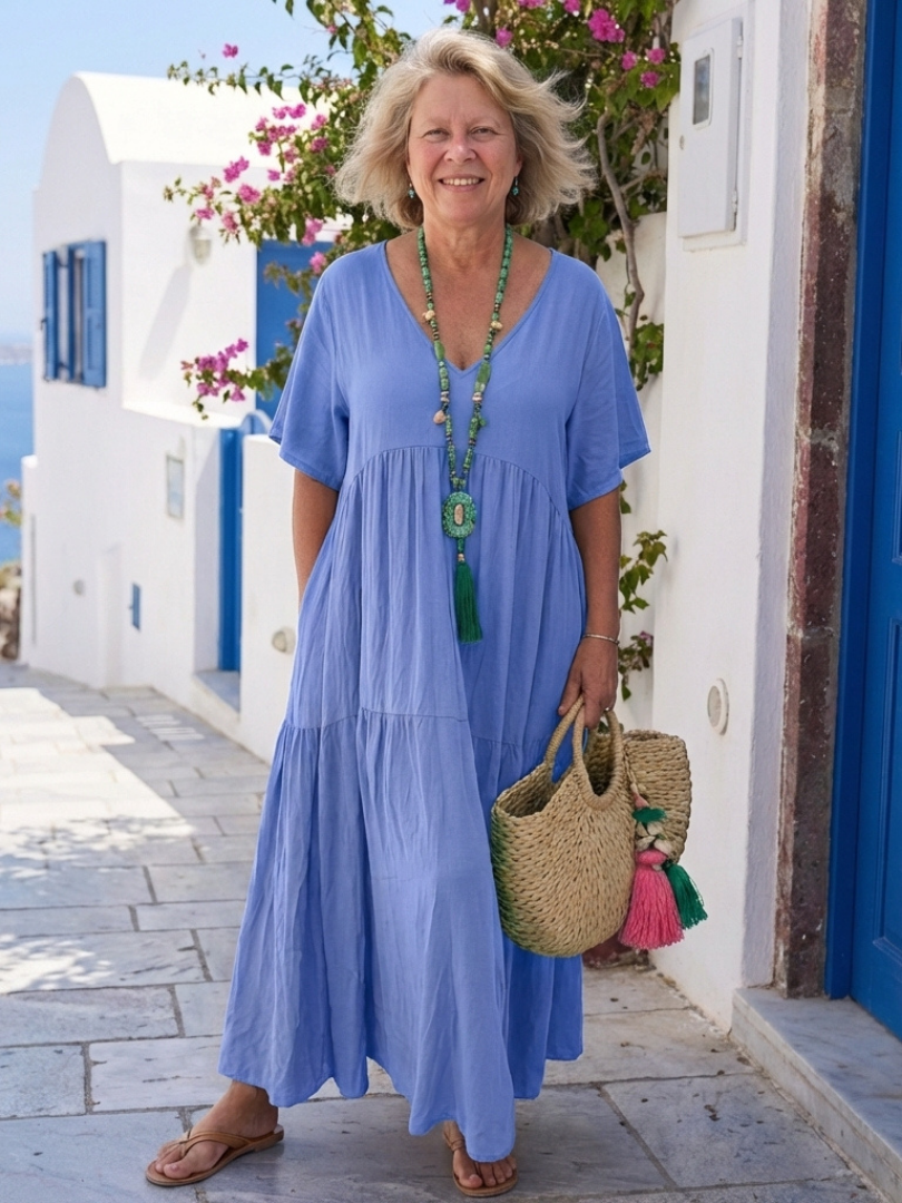 Short Sleeve Tiered Maxi Dress