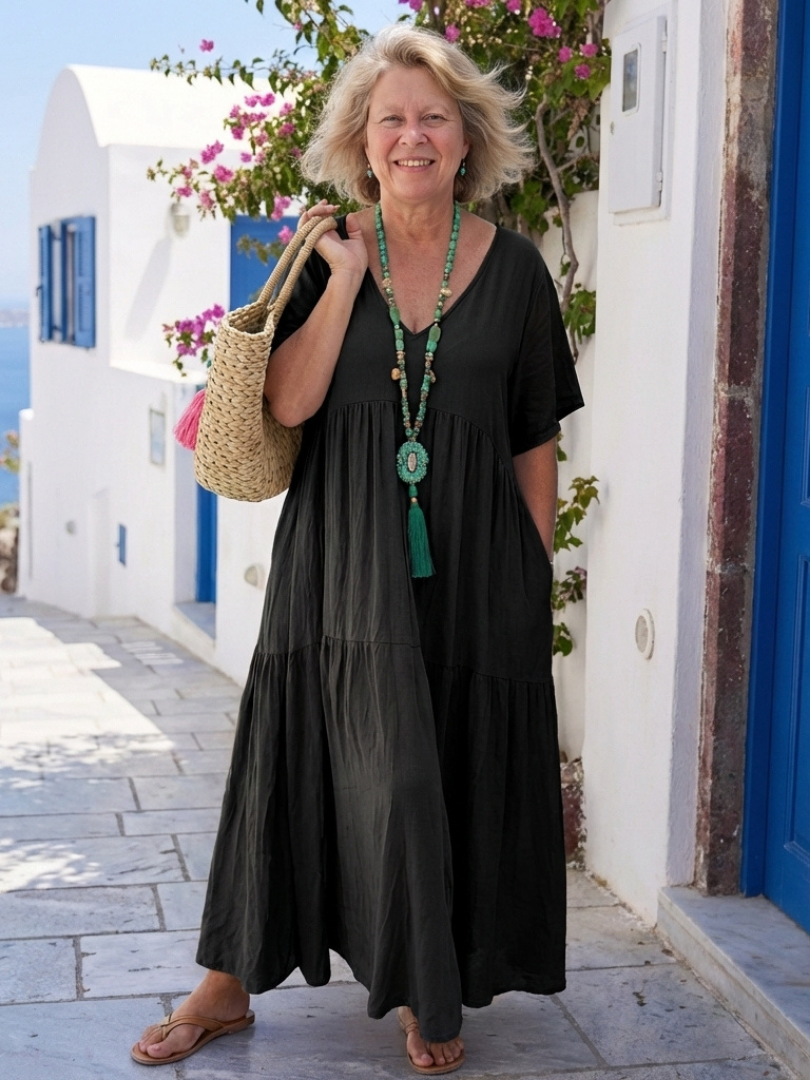 Short Sleeve Tiered Maxi Dress