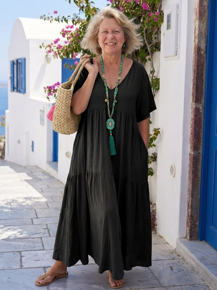 Short Sleeve Tiered Maxi Dress