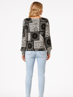 Women's Bohemian V-Neck Denim Print Sweater