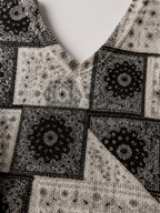 Women's Bohemian V-Neck Denim Print Sweater