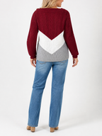 Women's Colour Block Round Neck Knit Sweater