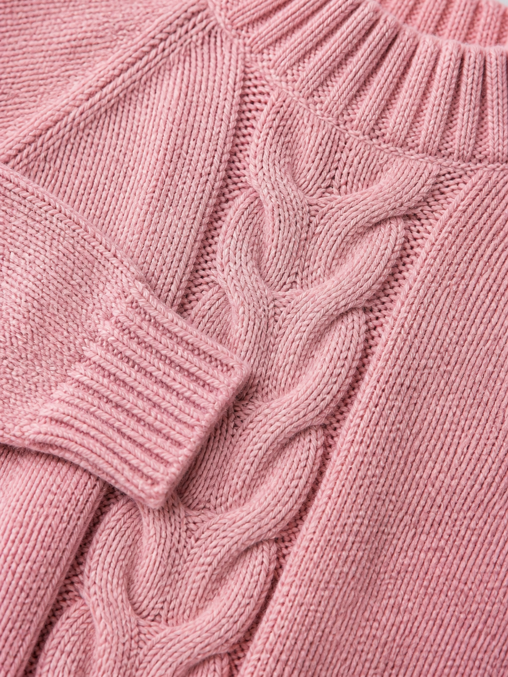 Women's Vintage Cable Knit High Neck Sweater