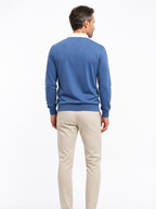 Men's Knitted Polo Sweater with Contrast Collar