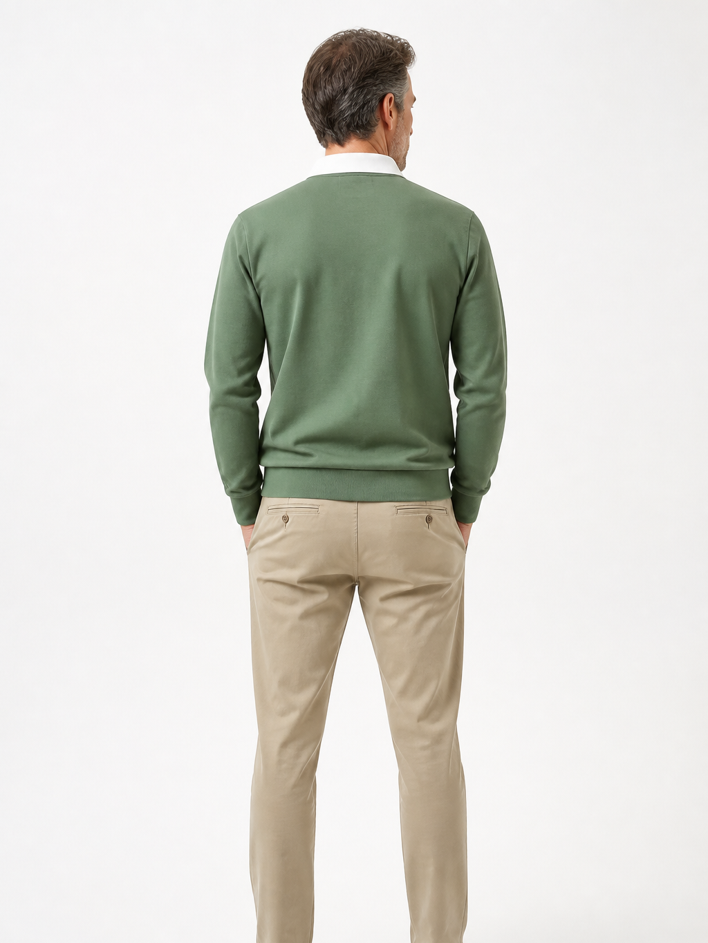 Men's Knitted Polo Sweater with Contrast Collar