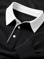 Men's Knitted Polo Sweater with Contrast Collar