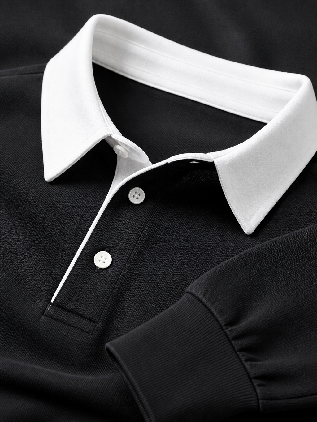 Men's Knitted Polo Sweater with Contrast Collar