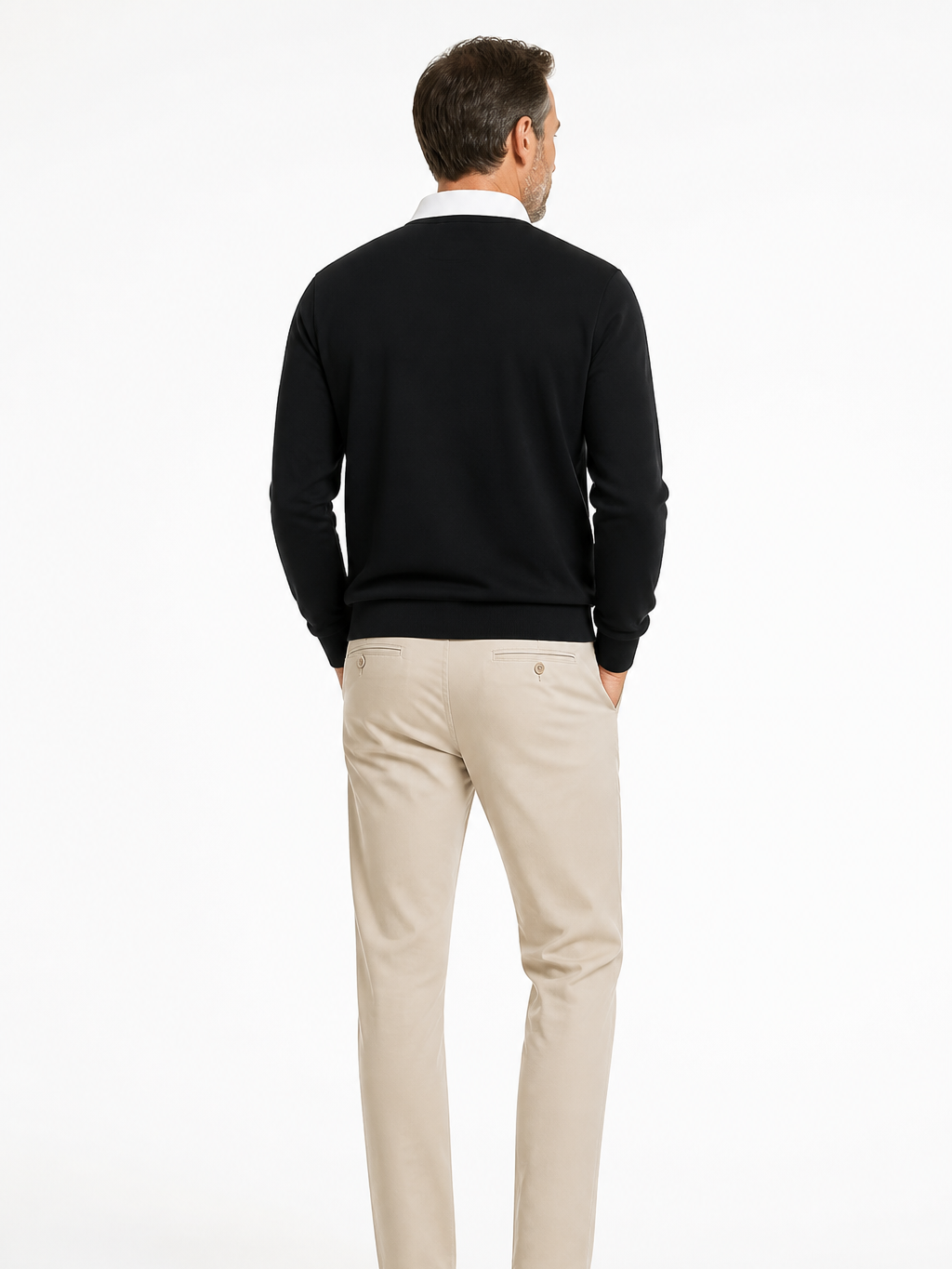 Men's Knitted Polo Sweater with Contrast Collar