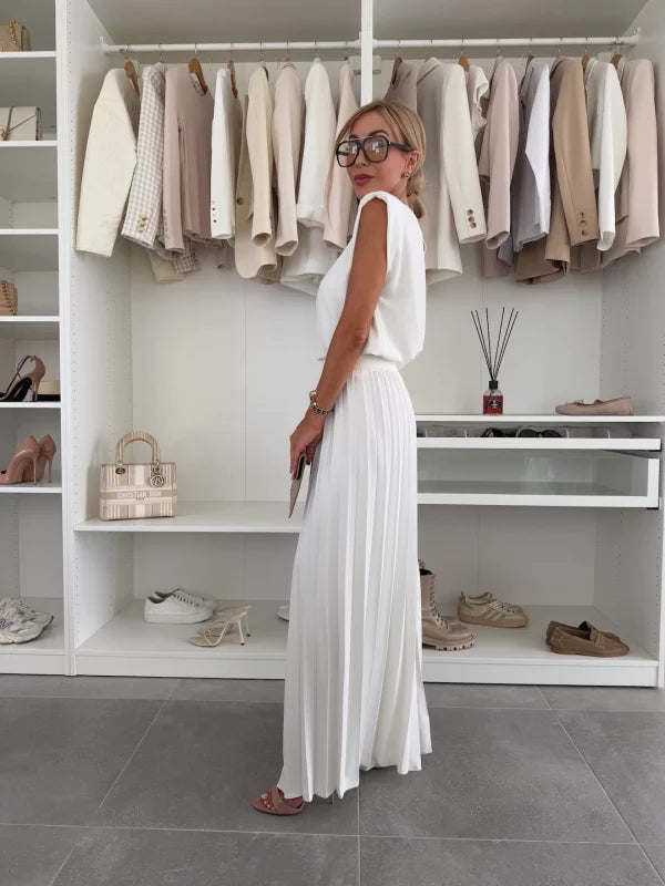 Sleeveless Top and Wide-Leg Pants Set