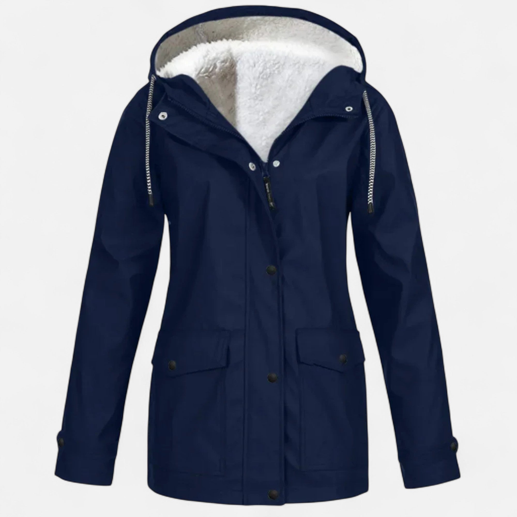 Women's Hooded Ski Coat in Plush Velvet Windproof