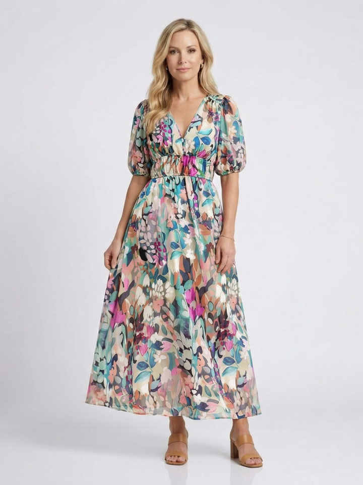 Floral V-Neck Midi Dress