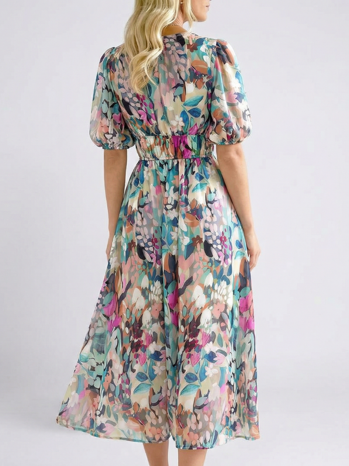 Floral V-Neck Midi Dress