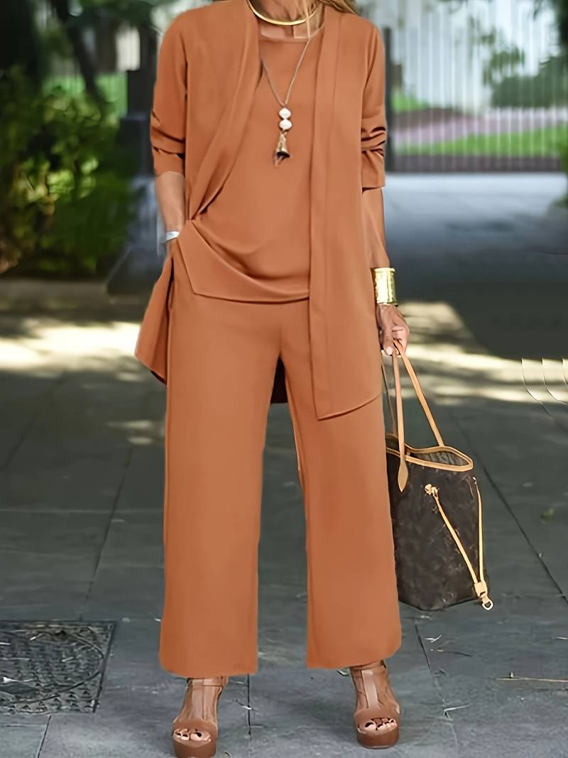 Round Neck Long Sleeve Three-Piece Set