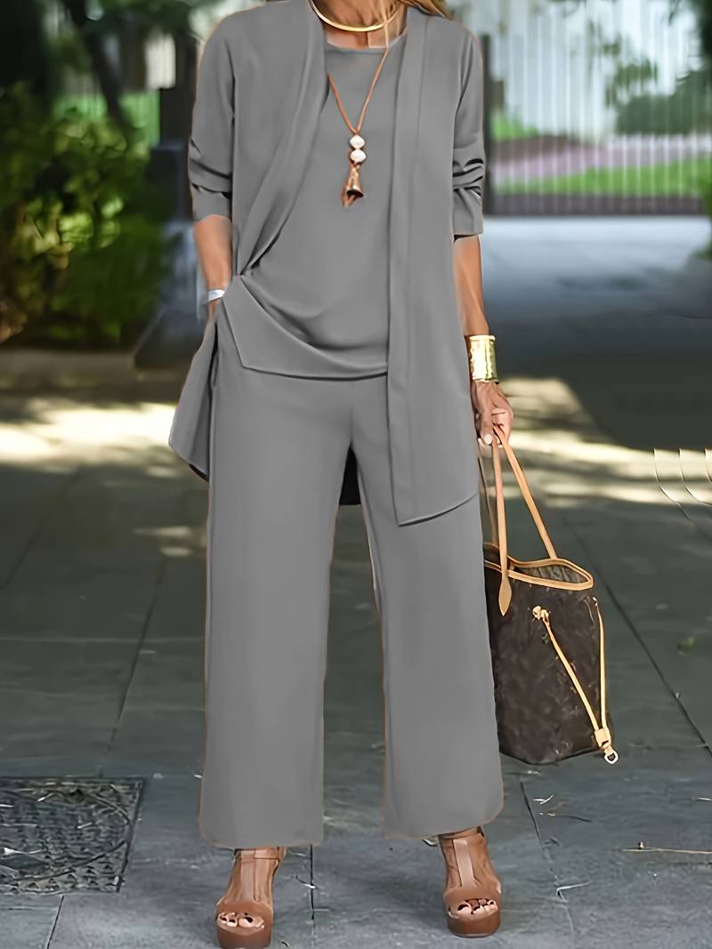Round Neck Long Sleeve Three-Piece Set