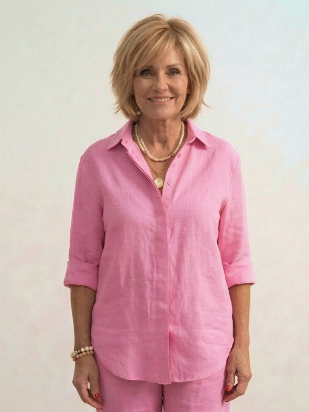 Button-Down Shirt and Wide-Leg Pants Set
