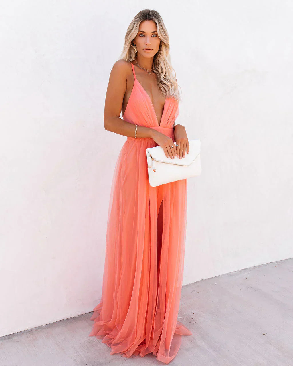 Orange Maxi Dress with Adjustable Straps