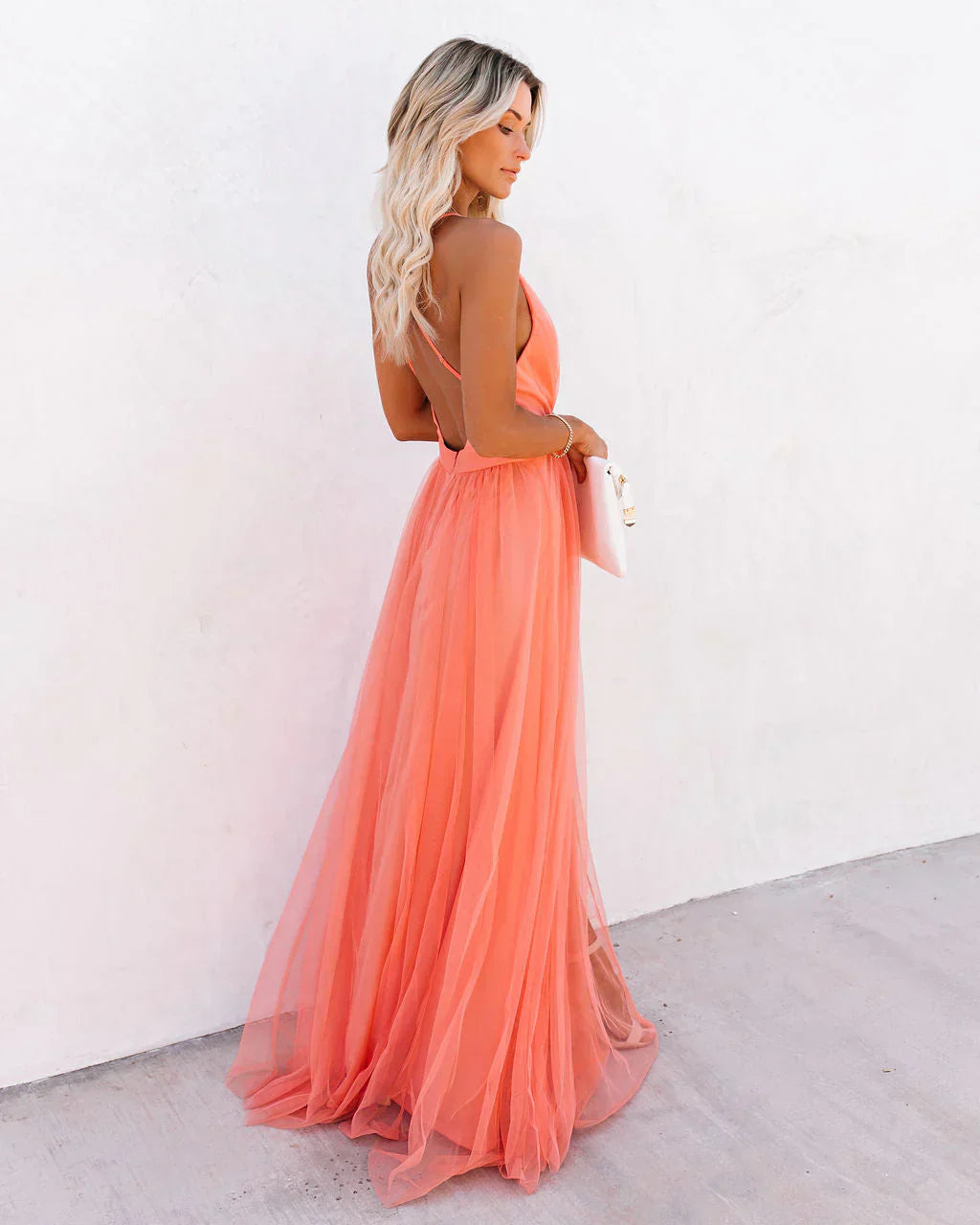 Orange Maxi Dress with Adjustable Straps