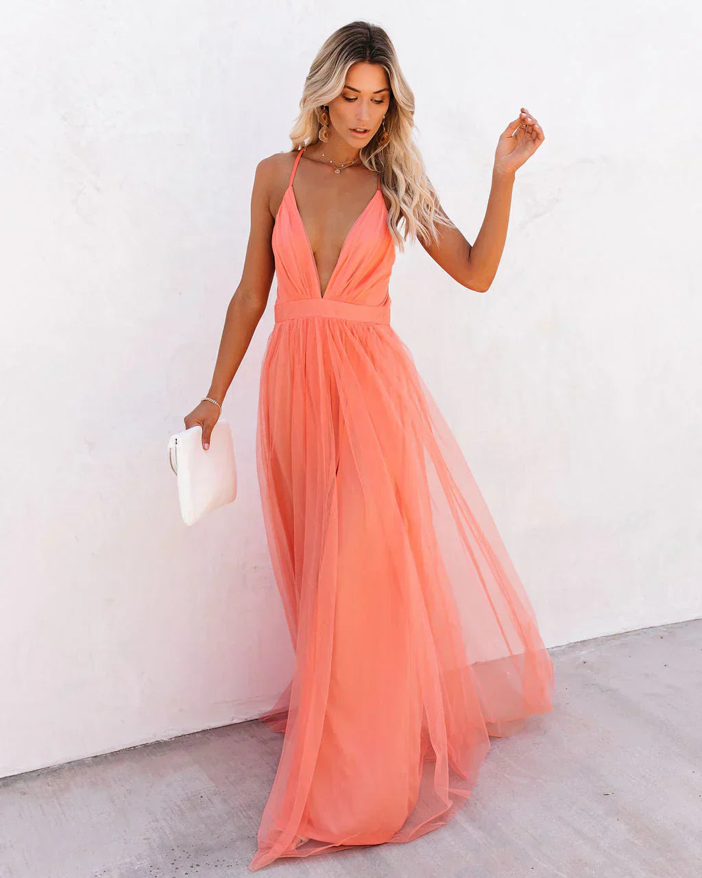 Orange Maxi Dress with Adjustable Straps