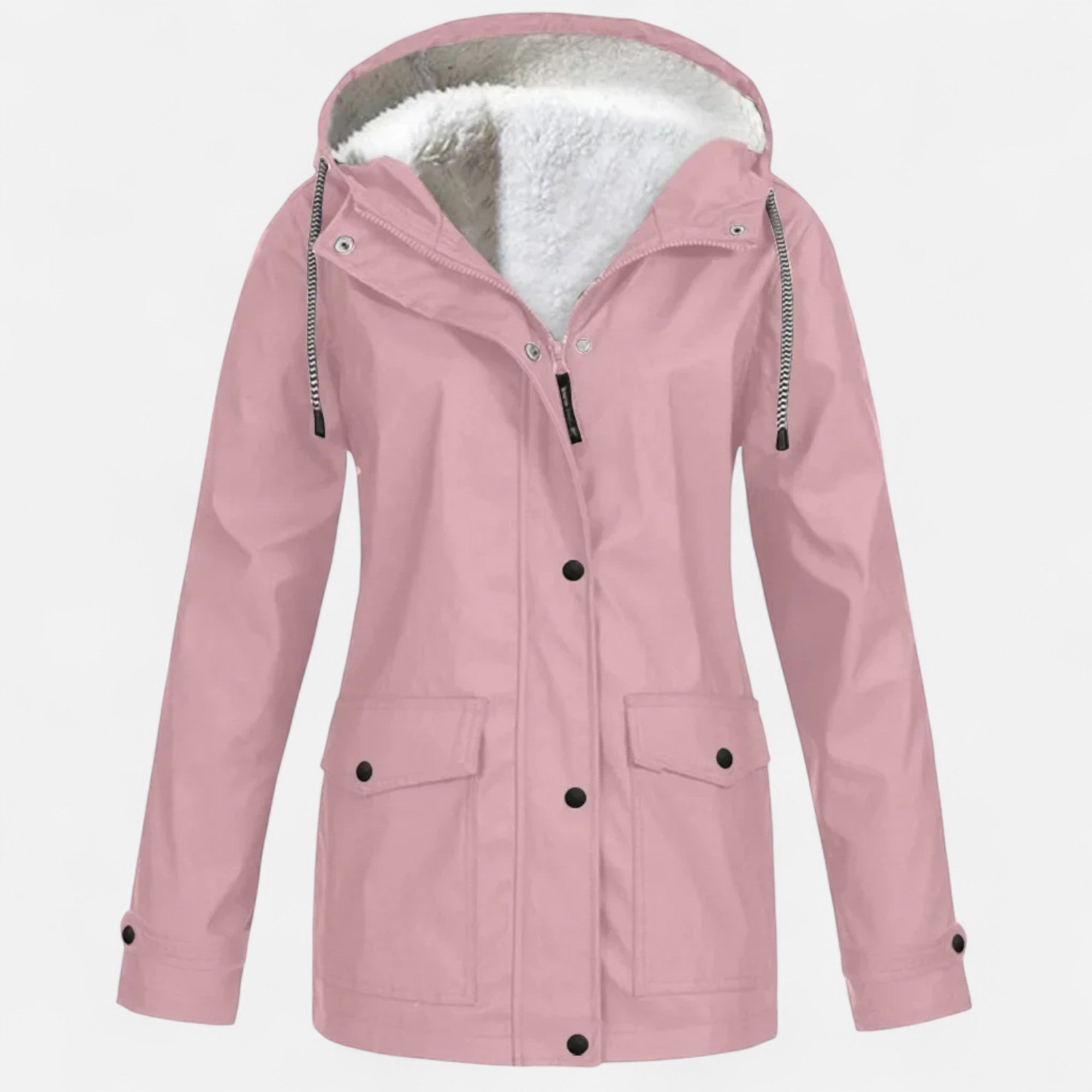 Women's Hooded Ski Coat in Plush Velvet Windproof