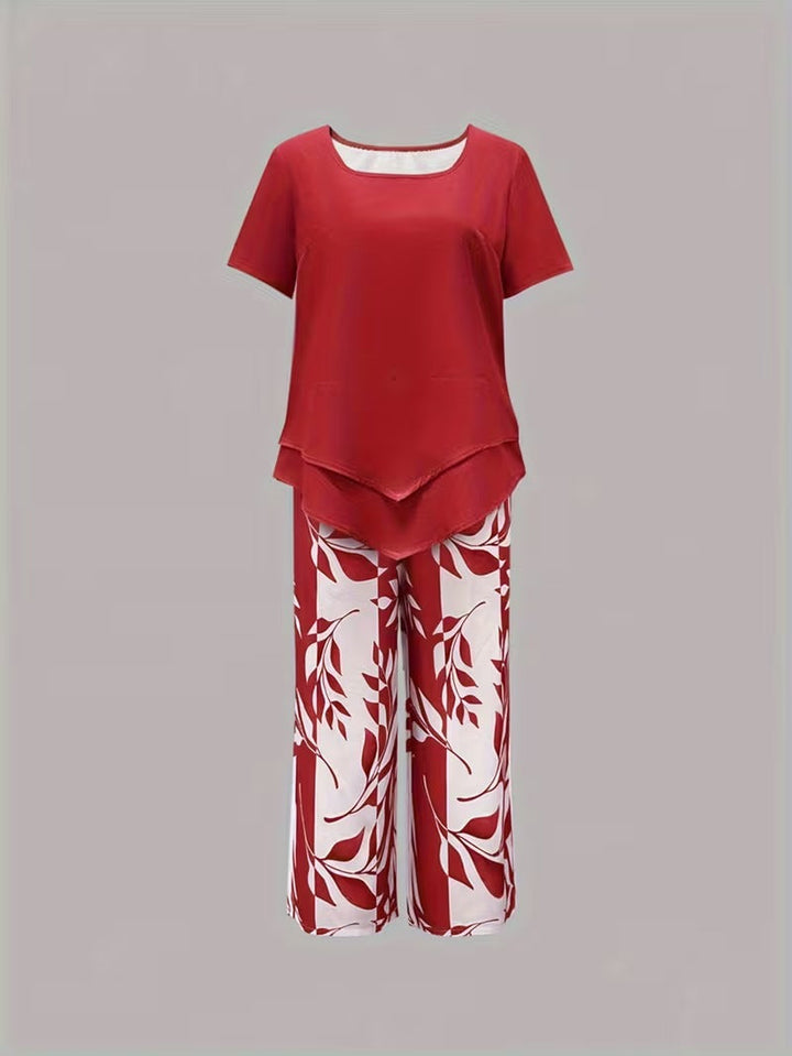 Leaf Print Two-Piece Set