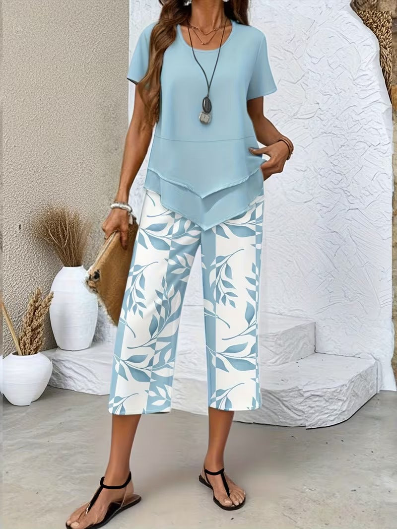 Leaf Print Two-Piece Set