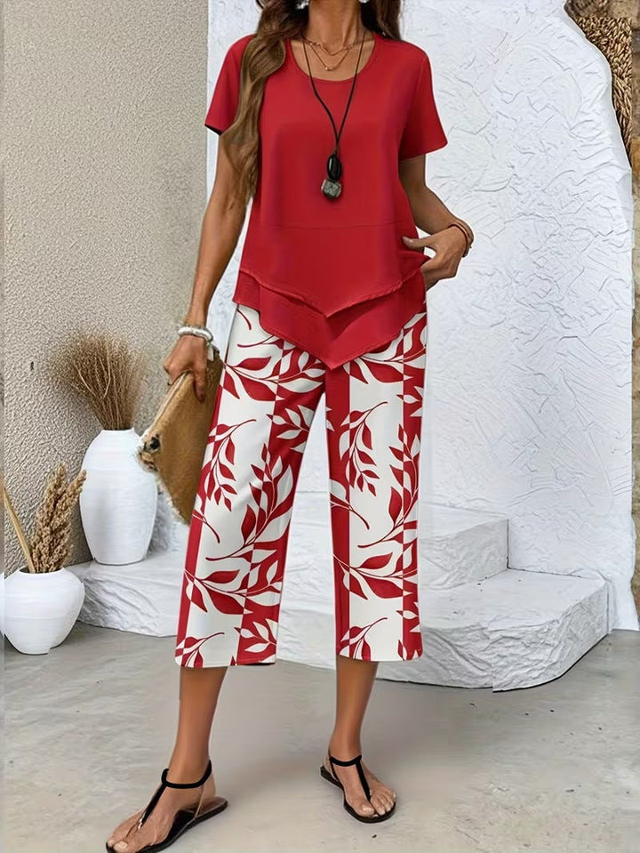 Leaf Print Two-Piece Set