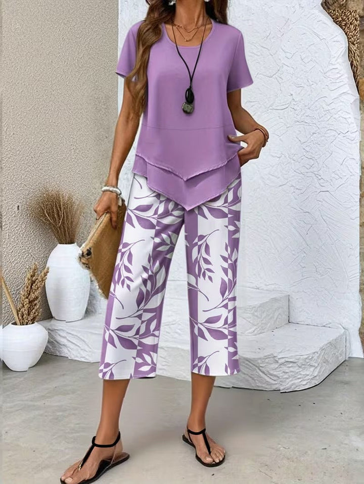 Leaf Print Two-Piece Set