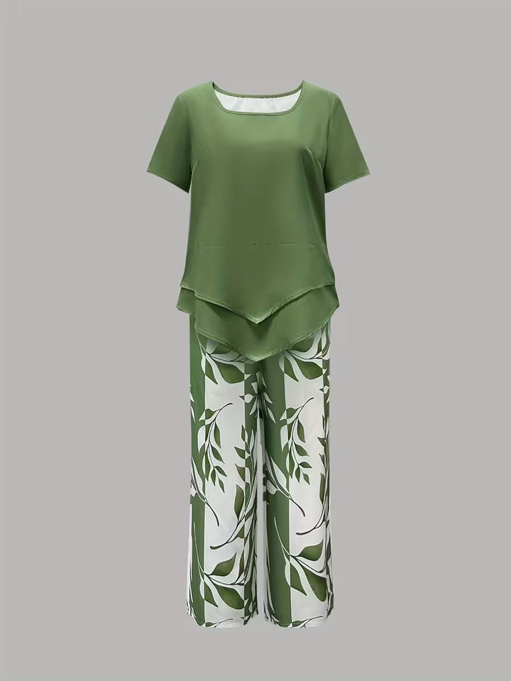 Leaf Print Two-Piece Set