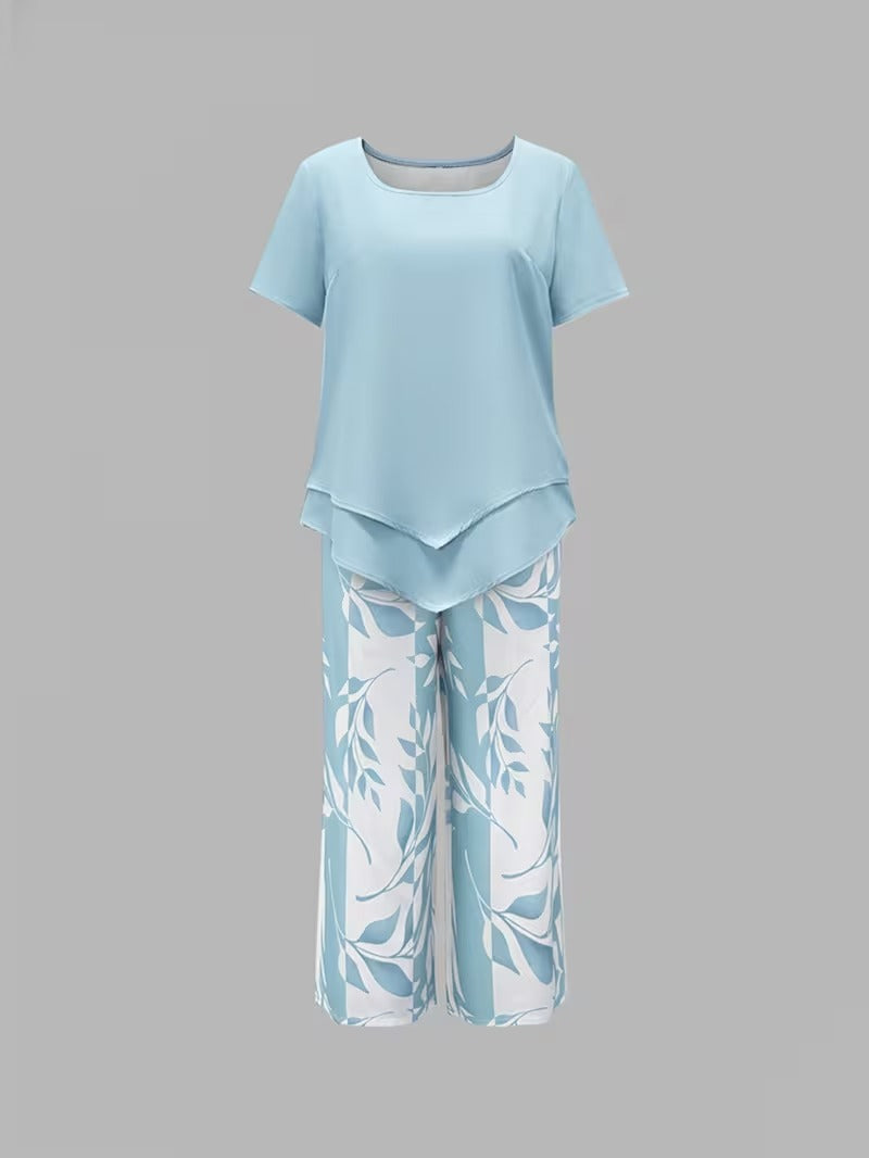 Leaf Print Two-Piece Set