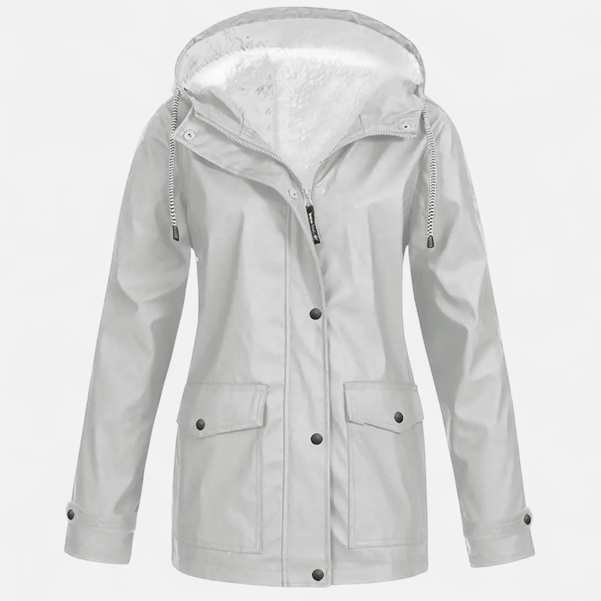 Women's Hooded Ski Coat in Plush Velvet Windproof