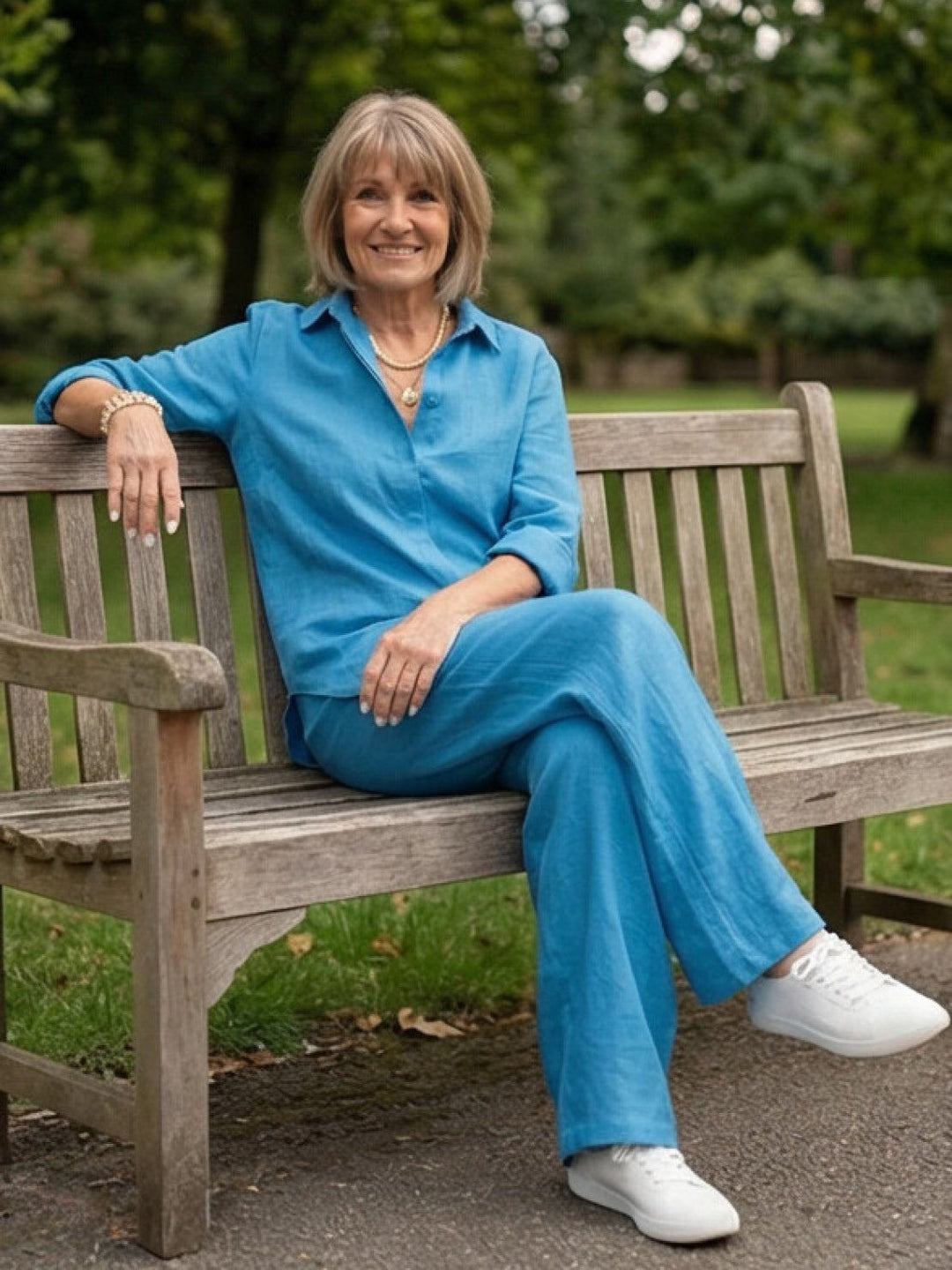 Button-Down Shirt and Wide-Leg Pants Set