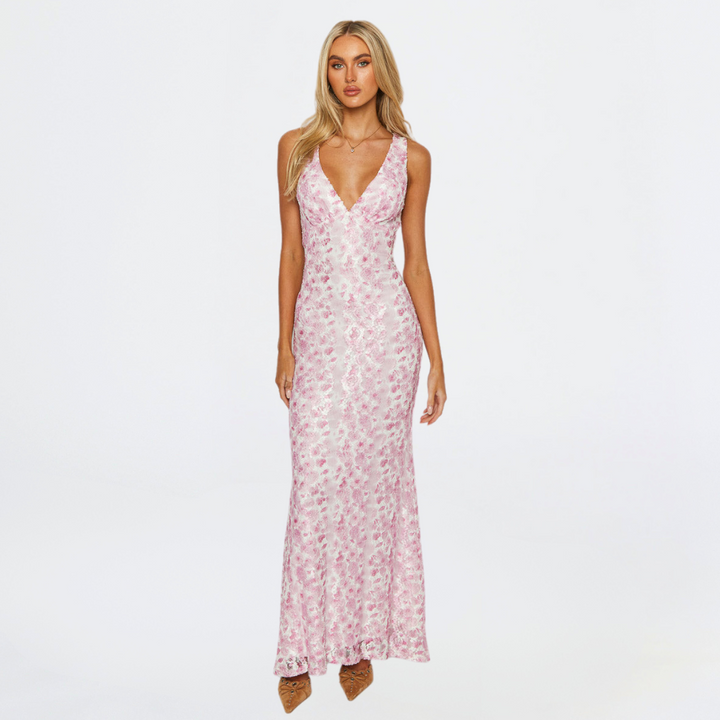 Vestido largo de noche fluido elegante y con estilo para invitadas de boda mujer
