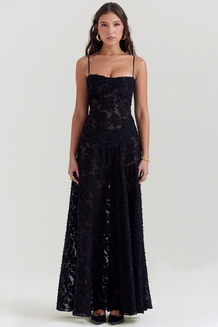 Open Back Summer Maxi Dress with Adjustable Straps