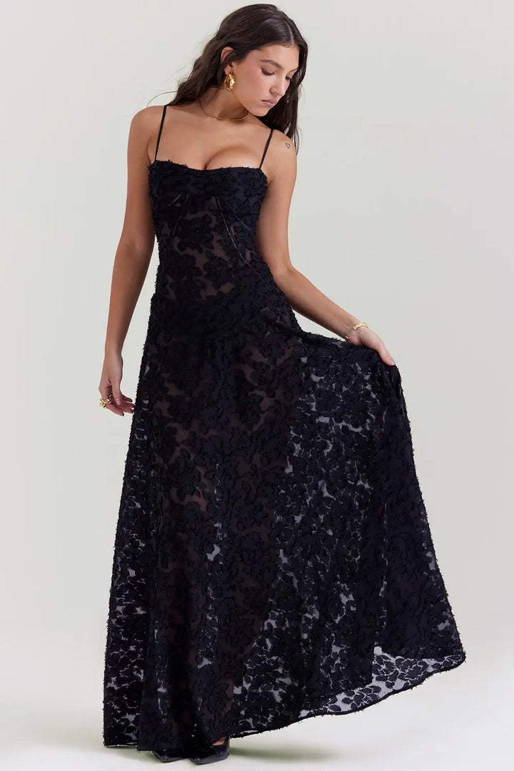 Open Back Summer Maxi Dress with Adjustable Straps